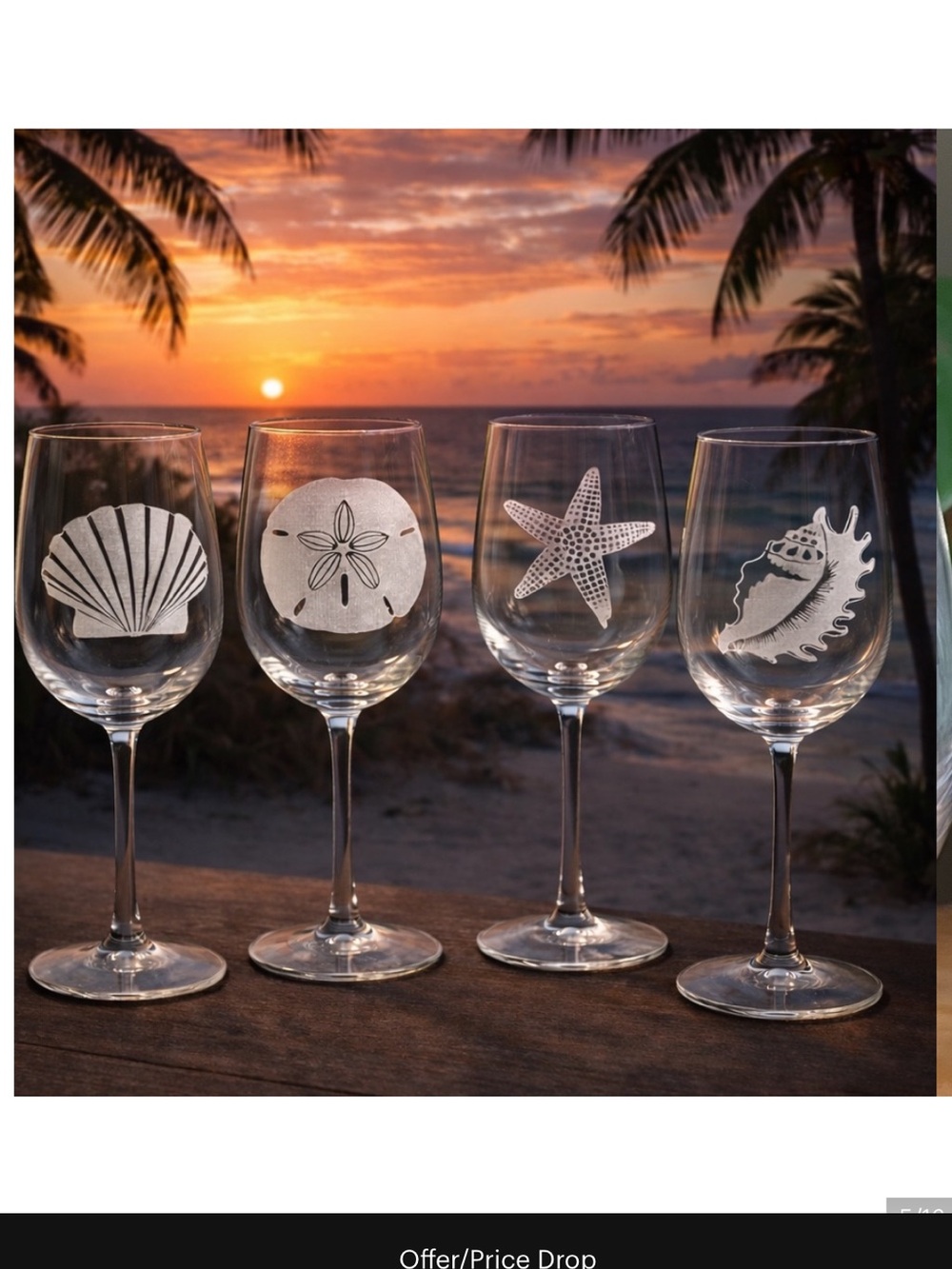 Coastal Vibes Etched  Wine Glasses - Set of 4